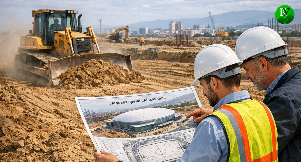 Строительство ледовой арены. Иллюстрация создана «Кавказским узлом» с помощью ИИ в программе Copilot Строительство ледовой арены. Иллюстрация создана «Кавказским узлом» с помощью ИИ в программе Copilot