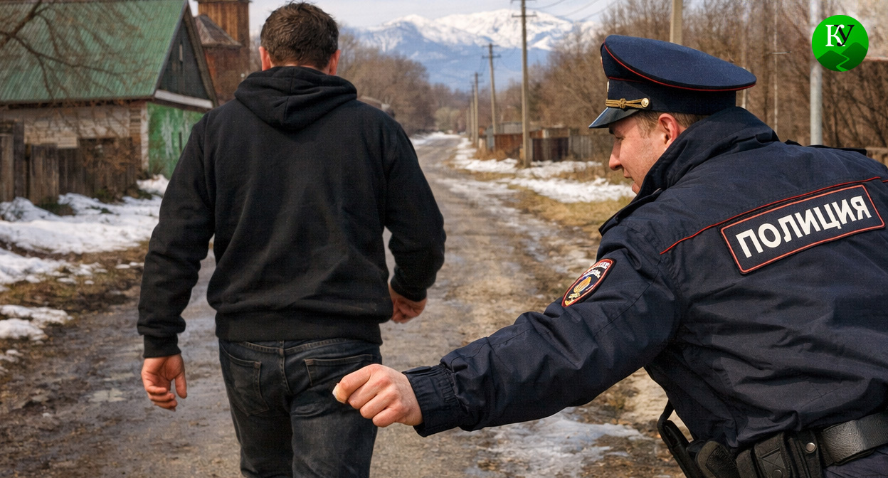 Задержание подозреваемого. Иллюстрация создана «Кавказским узлом» с помощью ИИ в программе Copilot Задержание подозреваемого. Иллюстрация создана «Кавказским узлом» с помощью ИИ в программе Copilot
