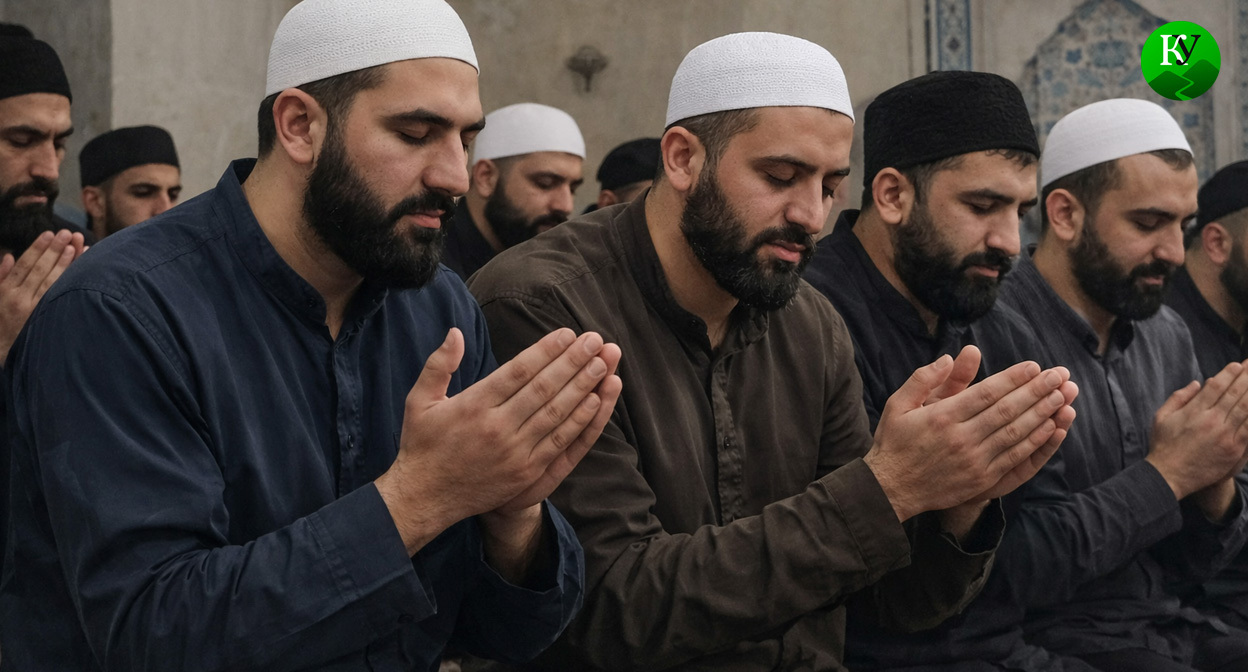 Верующие во время молитвы. Иллюстрация создана "Кавказским узлом" при помощи ИИ в программе Copilot Верующие во время молитвы. Иллюстрация создана "Кавказским узлом" при помощи ИИ в программе Copilot
