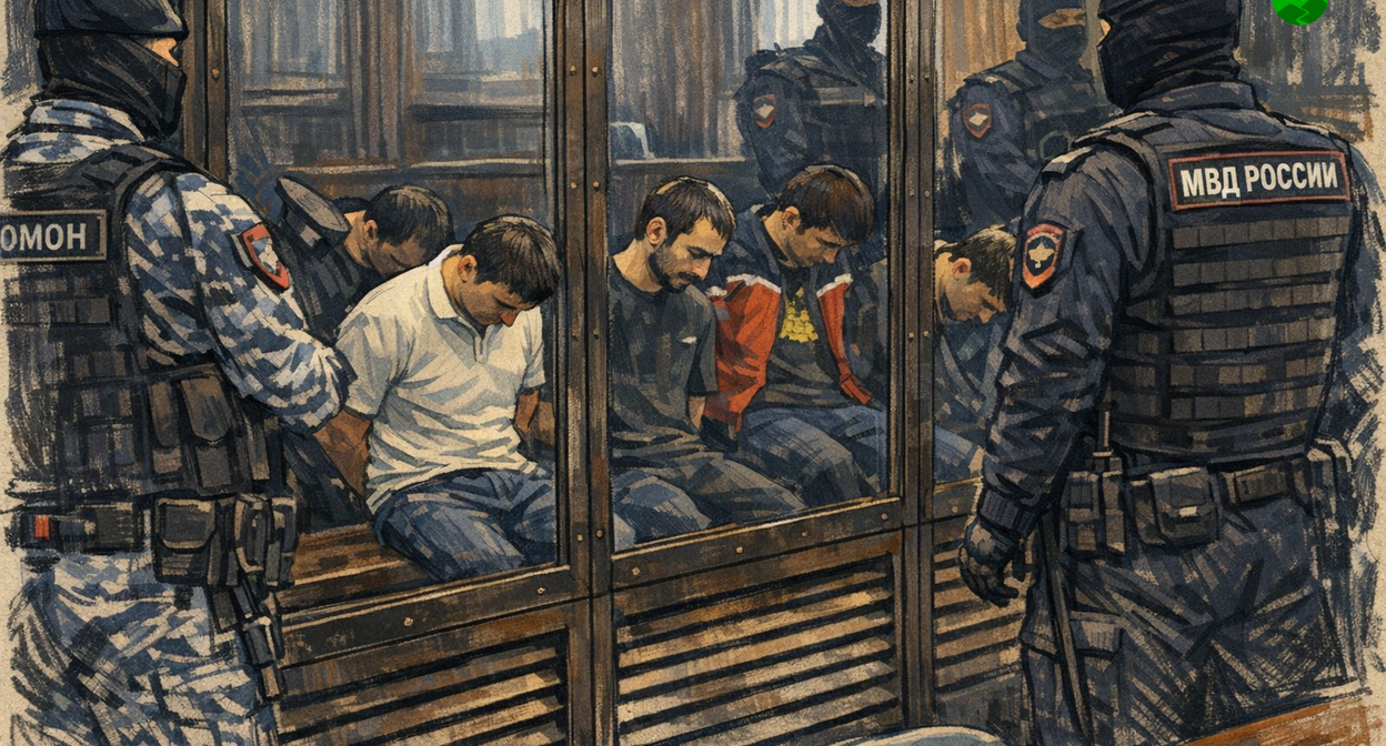 Приговор по делу о теракте в "Крокус Сити". Иллюстрация создана "Кавказским узлом" с помощью ИИ в программе Copilot Приговор по делу о теракте в "Крокус Сити". Иллюстрация создана "Кавказским узлом" с помощью ИИ в программе Copilot