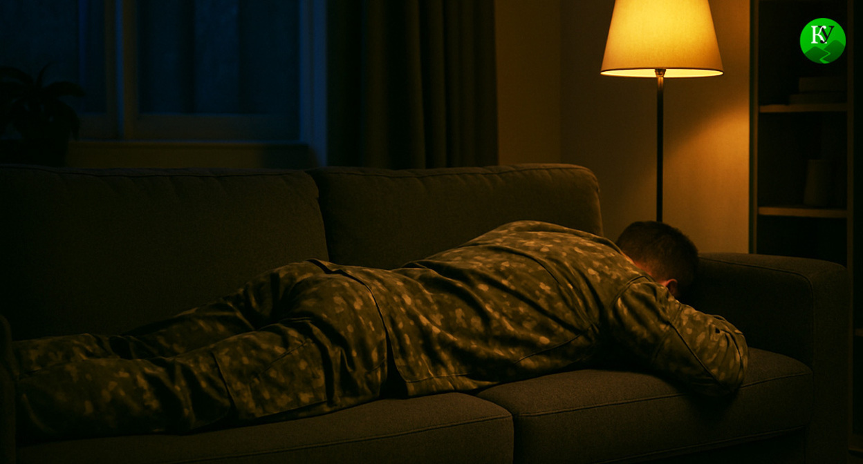 Военнослужащий дома. Иллюстрация создана «Кавказским узлом» с помощью ИИ в программе Copilot Военнослужащий дома. Иллюстрация создана «Кавказским узлом» с помощью ИИ в программе Copilot