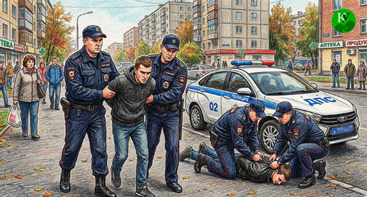 Cотрудники полиции задерживают мужчин. Иллюстрация создана "Кавказским узлом" при помощи ИИ в программе Copilot Cотрудники полиции задерживают мужчин. Иллюстрация создана "Кавказским узлом" при помощи ИИ в программе Copilot