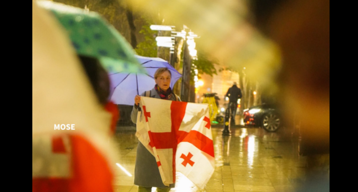 Активистка у парламента Грузии. Скриншот фото Mo Se от 12.04.26, https://www.facebook.com/photo?fbid=4276759392638800&set=pcb.4276760289305377 (деятельность компании Meta, владеющей соцсетью, запрещена в России) Активистка у парламента Грузии. Скриншот фото Mo Se от 12.04.26, https://www.facebook.com/photo?fbid=4276759392638800&set=pcb.4276760289305377 (деятельность компании Meta, владеющей соцсетью, запрещена в России)