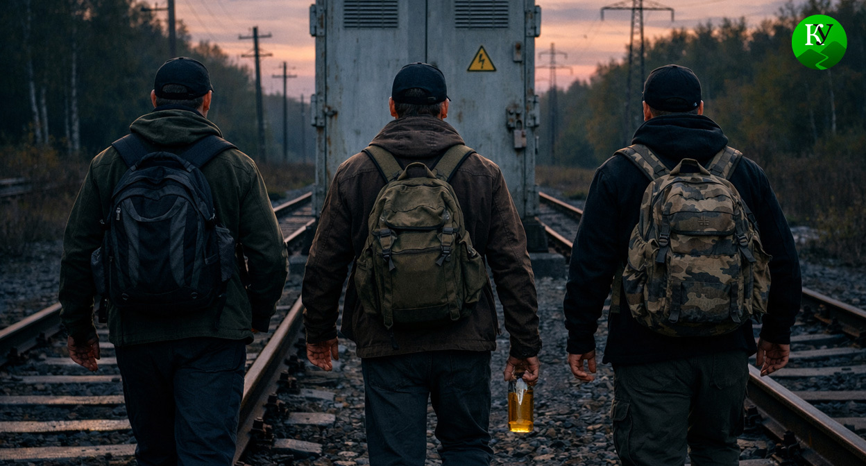 Мужчины на железной дороге. Иллюстрация создана «Кавказским узлом» с помощью ИИ в программе Copilot Мужчины на железной дороге. Иллюстрация создана «Кавказским узлом» с помощью ИИ в программе Copilot