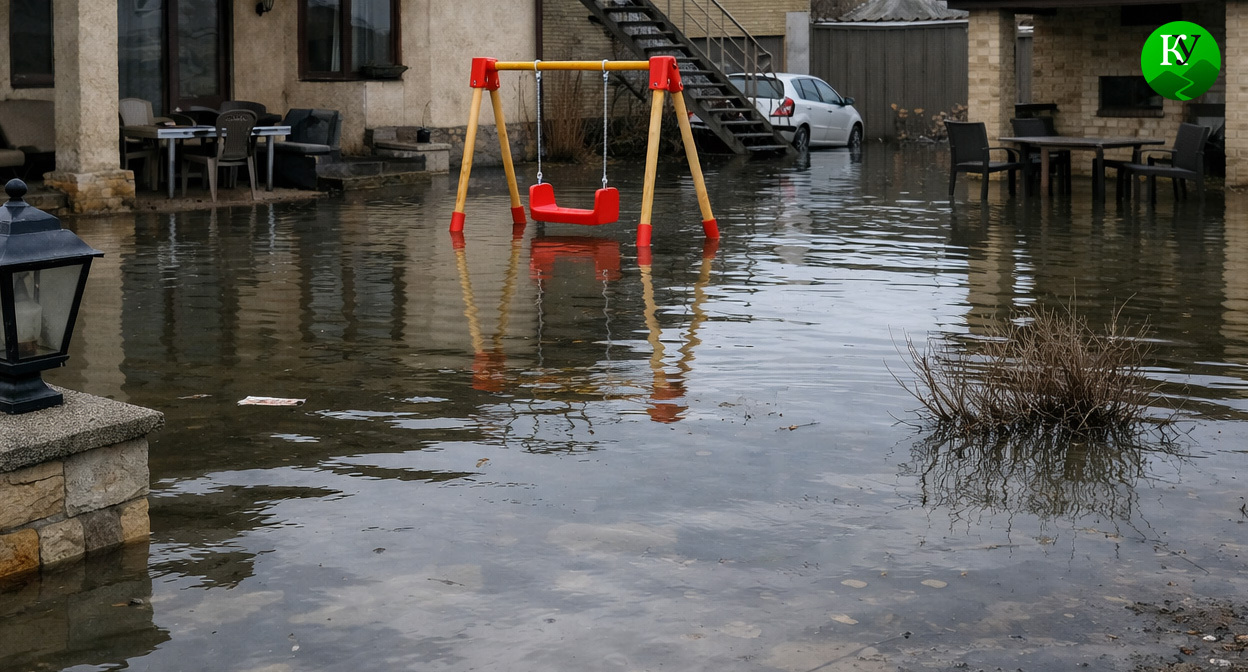 Затопленный двор. Иллюстрация создана «Кавказским узлом» с помощью ИИ в программе Copilot Затопленный двор. Иллюстрация создана «Кавказским узлом» с помощью ИИ в программе Copilot
