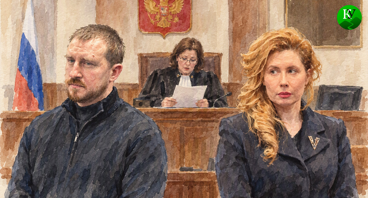 Алексей и Янина Копайгородские в суде. Иллюстрация создана «Кавказским узлом» с помощью ИИ в программе Copilot Алексей и Янина Копайгородские в суде. Иллюстрация создана «Кавказским узлом» с помощью ИИ в программе Copilot